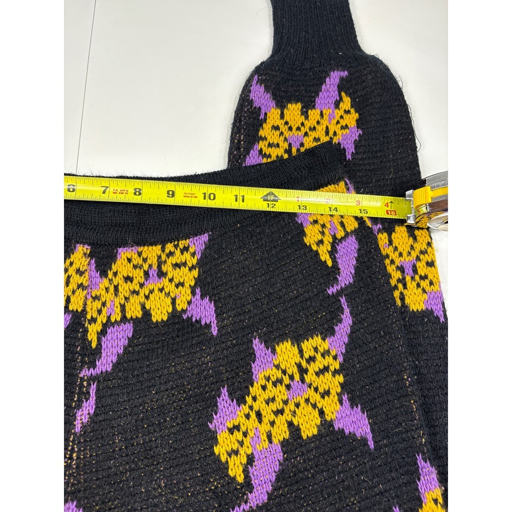 Vintage Triangle Knit Sweater Pants Set Womens‎ M Black Purple Yellow - Picture 10 of 14